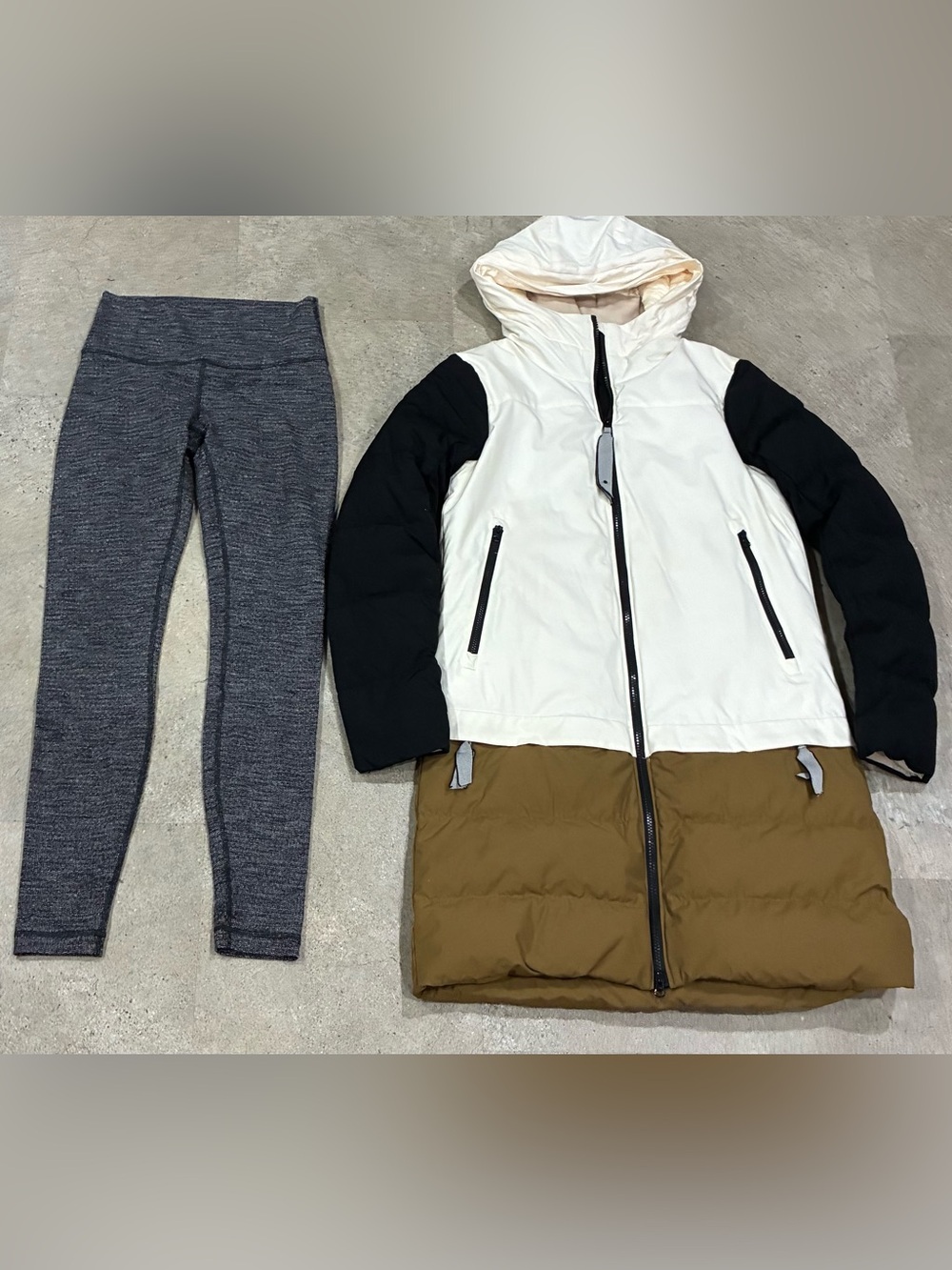 Womens LULULEMON 650 Cold As Fluff Down Parka & Leggings, sz 6